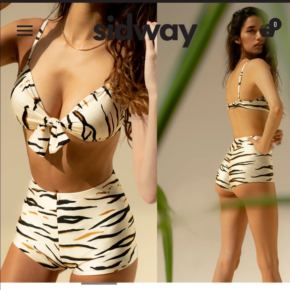 NWOT Sidway, 2 Piece Le Tigre Bikini (Judy Top/Cheryl Bottom), Size XS/XS